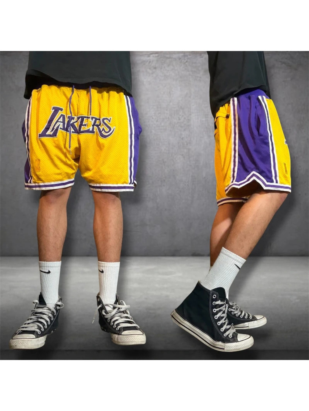 Vintage 1996 Los Angeles Lakers Shorts Yellow Just Don Basketball made in USA